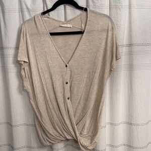 Anthropologie Cream Button-Down Blouse